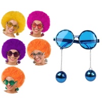 Gafas con pendientes disco de colores