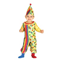 Disfraz de payaso con topos de colores para bebé