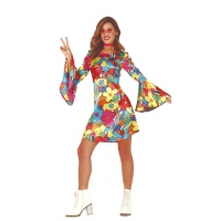 Disfraz de hippie con estampado para mujer