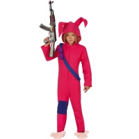 Disfraz de conejo rosa guerrero infantil