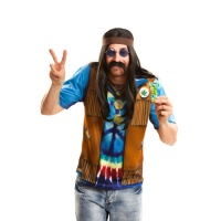 Camiseta disfraz de hippie con chaleco para hombre