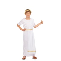 Disfraz de romano blanco y dorado para niño