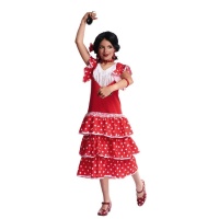Disfraz de sevillana rojo con lunares para niña