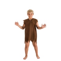 Disfraz de cavernícola marrón con tocado para niño
