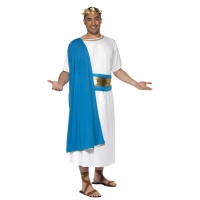Disfraz de senador romano azul para hombre