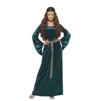 Disfraz de doncella medieval verde para mujer