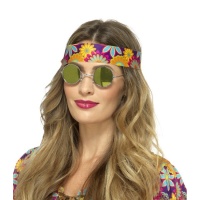 Gafas hippie amarillas con efecto espejo