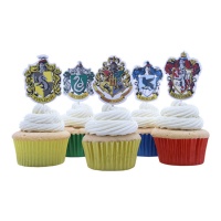 Picks para cupcakes de escudos de Hogwarts - 15 unidades