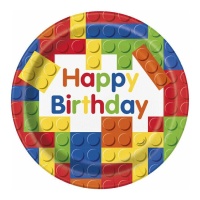 Platos de Lego Happy Birthday de 23 cm 8 unidades