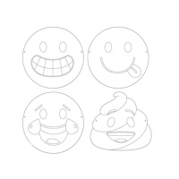 Caretas de Emoticonos para colorear - 12 unidades
