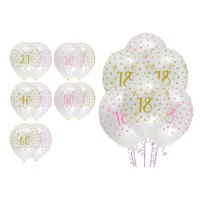 Globos de látex Pink Chic con número de cumpleaños de 30 cm - Creative Party - 6 unidades