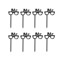 Picks acrílicos pequeños Mr gafas - Pastkolor - 8 unidades
