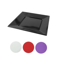 Platos de 17 cm cuadrados de plástico de colores - 6 unidades