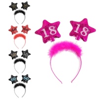 Diadema de cumpleaños con estrella de purpurina y número