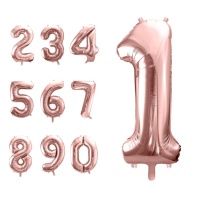Globo de número rosa dorado de 86 cm - PartyDeco