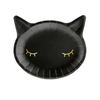 Platos de gatos negros de 22 x 20 cm - 6 unidades