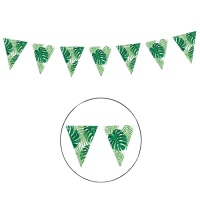 Banderín de triángulos de papel de hojas tropicales - 2,00 m