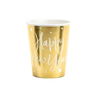Vasos de Happy New Year dorados de 220 ml - 6 unidades
