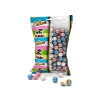 Mini bolas de cereal recubiertas de chocolate, colores blanco, rosa y azul - 85 gr