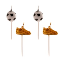 Velas de Fútbol con balón y bota de oro - 6 unidades