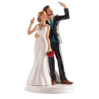 Figura para tarta de boda de novios selfie - 20 cm
