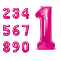 Globo de número rosa oscuro de 65 cm