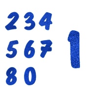 Números de goma eva con purpurina azul marino - 6 unidades