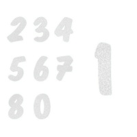 Números de goma eva con purpurina blanca - 6 unidades