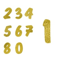 Números de goma eva con purpurina dorada - 6 unidades