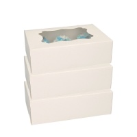 Caja para 6 cupcakes blanca de 24 x 16,5 x 7,5 cm - FunCakes - 3 unidades
