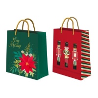 Bolsa regalo de 24 x 18 x 10 cm de Navidad tradicional - 1 unidad