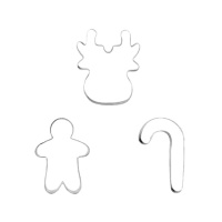 Cortadores de bastón de caramelo, reno y muñeco de jengibre - 3 piezas