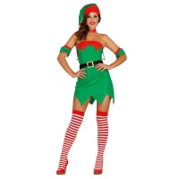 Disfraz de elfo de Navidad sin mangas para mujer