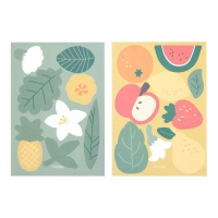 Pegatinas de comida frutas y hojas - Dailylike - 2 láminas