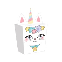 Caja de cartón de gato unicornio - 8 unidades