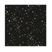 Servilletas negras con estrellas de 16,5 x 16,5 cm - 30 unidades