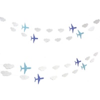 Guirnalda de nubes y aviones Bon Voyage - 2,5 m