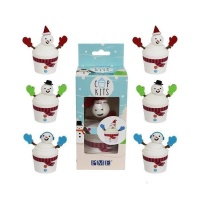Set decorativo para cupcakes de muñeco de nieve - PME - 6 unidades