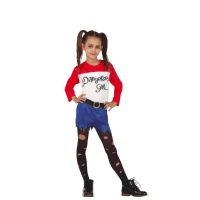 Disfraz de Harley supervillana corto para niña