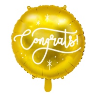 Globo redondo de Congrats dorado de 35 cm - PartyDeco
