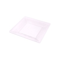 Platos de 17 cm cuadrados de plástico transparente - 4 unidades