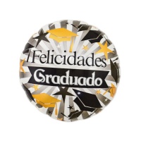 Globo redondo gris de Felicidades Graduado de 45 cm