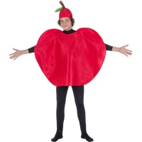 Disfraz de manzana roja con gorro para adulto