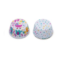 Cápsulas para cupcakes blancas de baby shower niña - Decora - 36 unidades