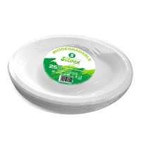 Bandejas de 26 x 19 cm ovaladas de caña de azúcar biodegradables blanco - 25 unidades