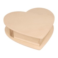 Caja de madera con forma de corazón de 19 x 18,5 x 5 cm