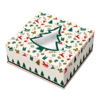 Caja para roscón de Reyes con árbol de Navidad de 30 x 7,5 cm - Pastkolor