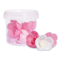 Obleas de flores rosas, blancas y rosas - Scrapcooking - 6 unidades