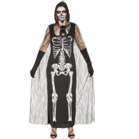 Disfraz de esqueleto con capa araña para mujer