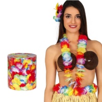 Collares hawaianos de flores multicolor - 25 unidades